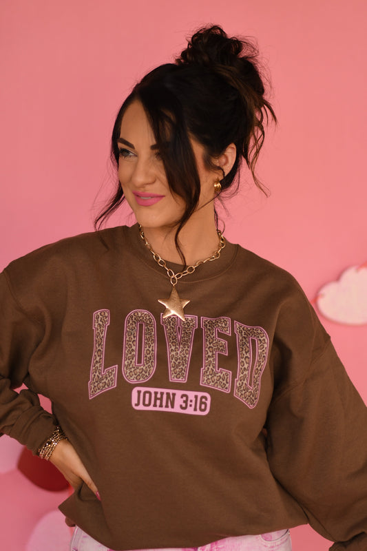 Loved John 3:16 Leopard Sweatshirt