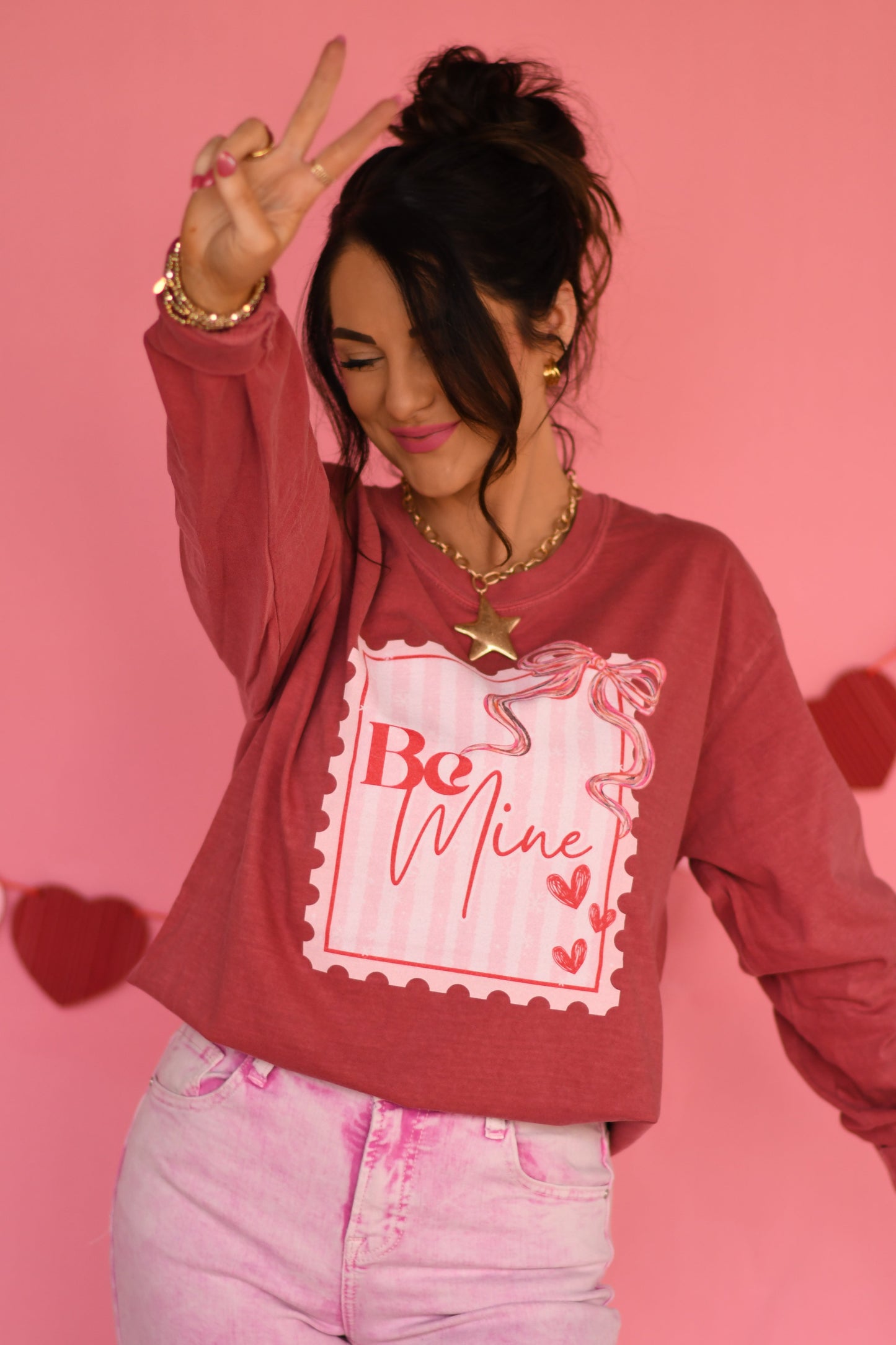 Red Be Mine Stamp Long Sleeve/Short Sleeve Tee
