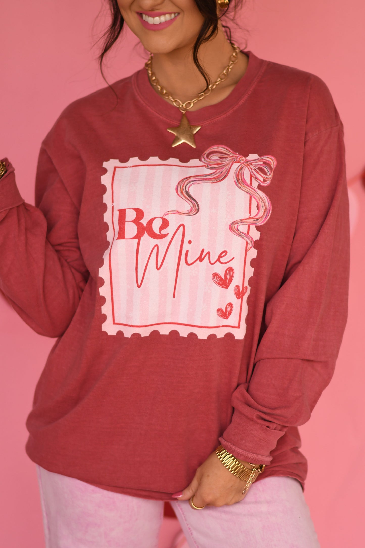 Red Be Mine Stamp Long Sleeve/Short Sleeve Tee