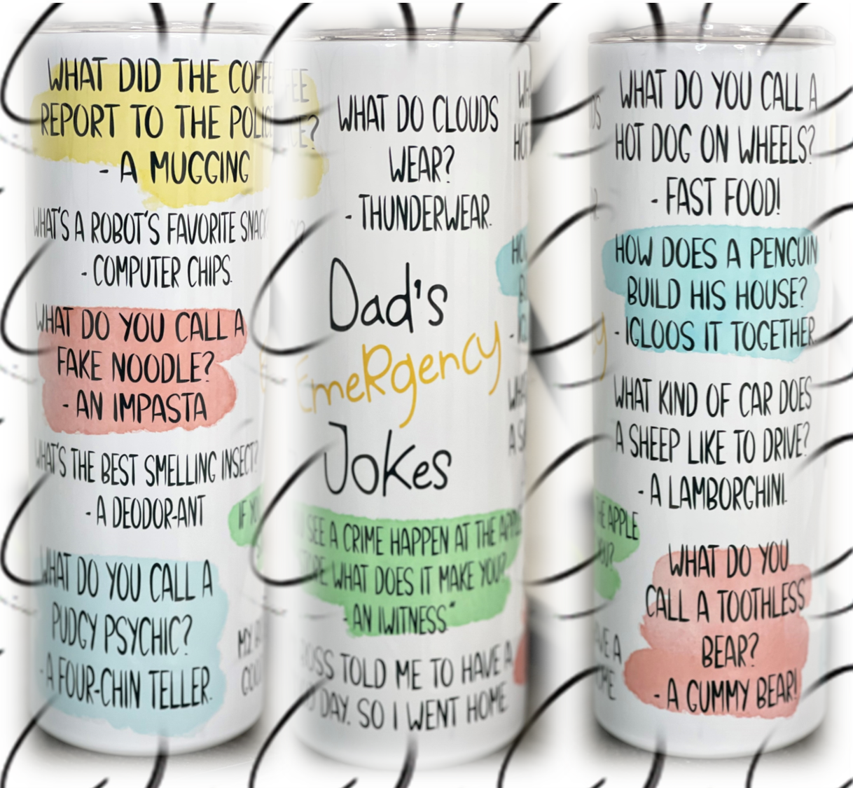 Dad's Emergency Jokes 20oz Skinny Tumbler