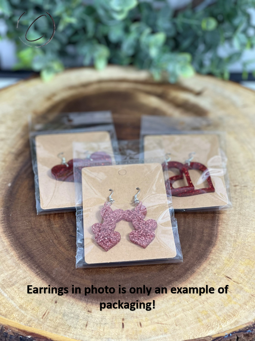 Stacked Hearts Red Glitter Dangle Earrings