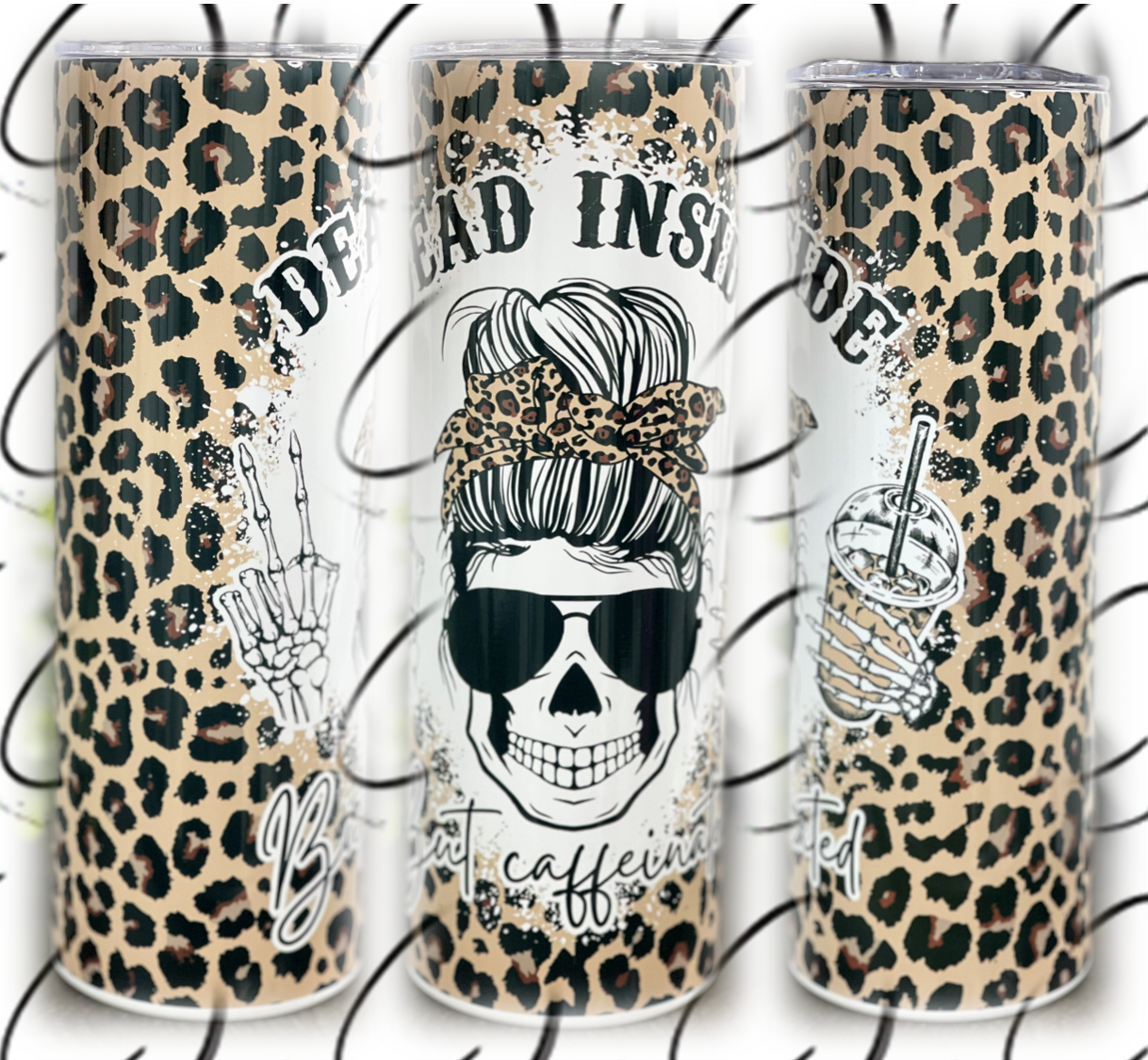 Dead Inside But Caffeinated 20oz Skinny Tumbler