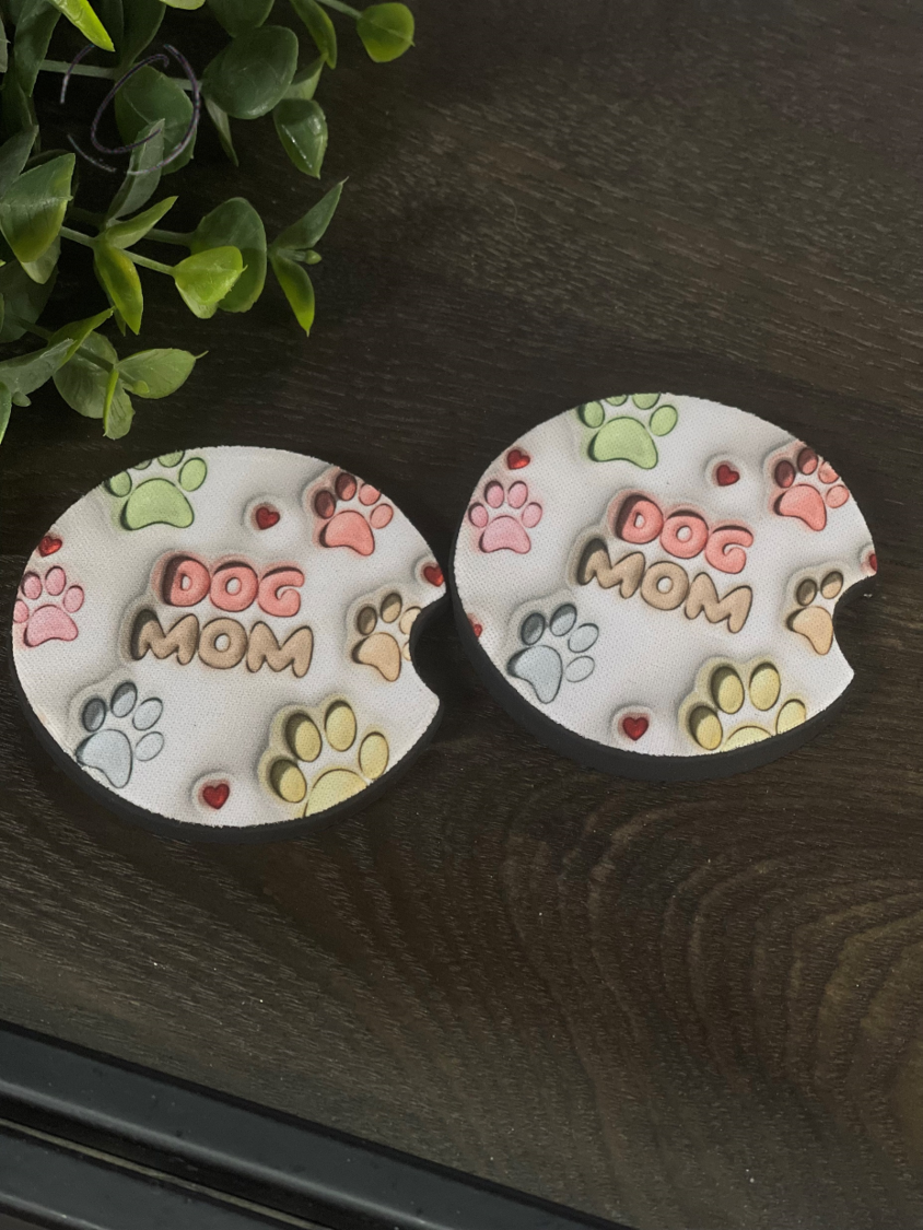 Dog Mom Inflated Car Coaster Set