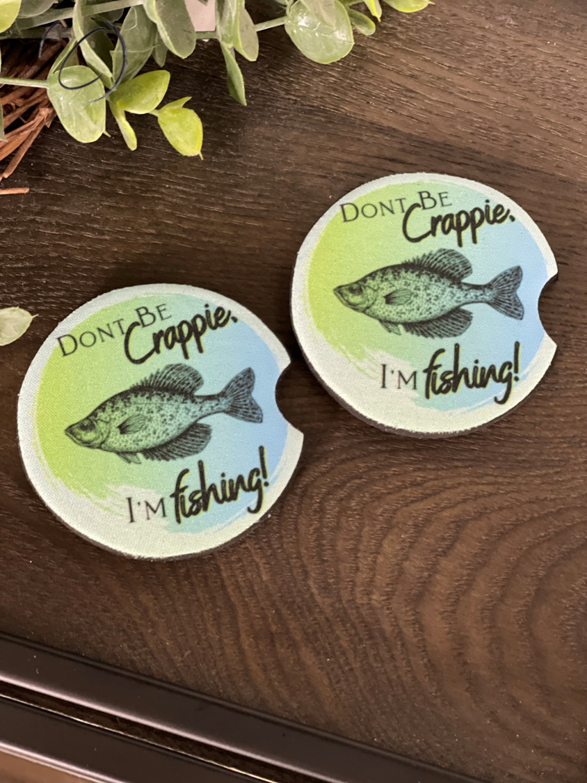 Don't Be Crappie Neoprene Car Coaster Set