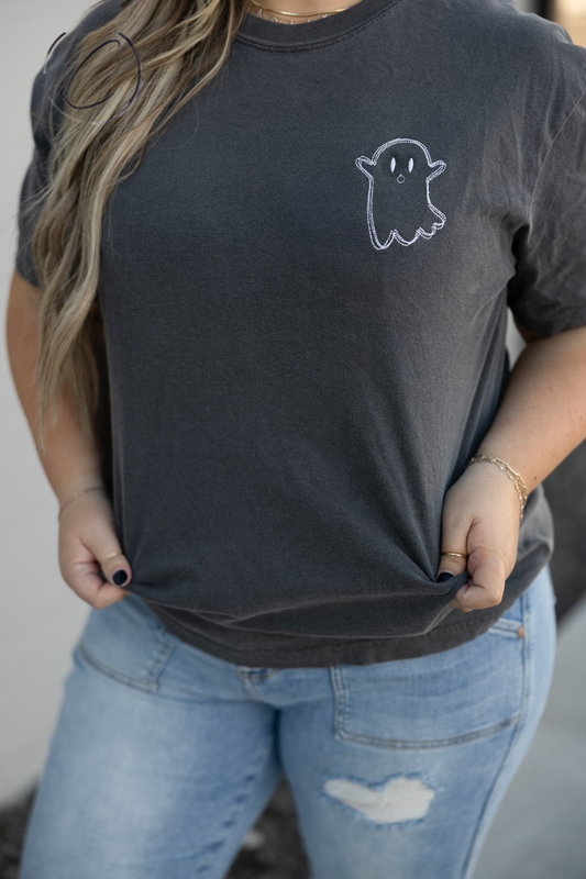 Doodle Boo Accent Embroidered Tee