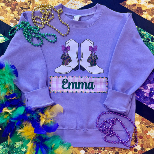 Custom Mardi Gras Boots Sweatshirt/Tee