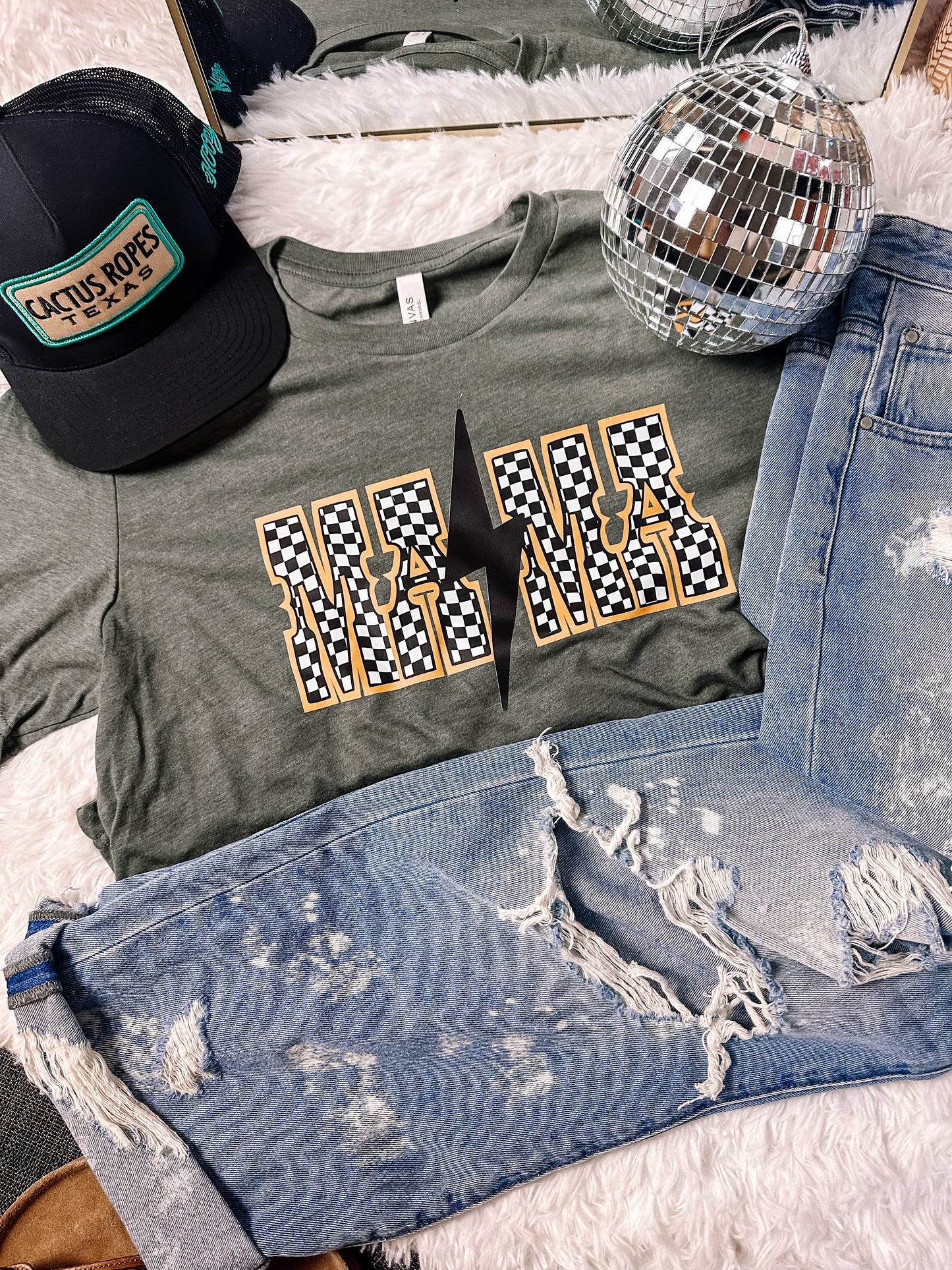 Retro Checkered Mama Graphic Tee