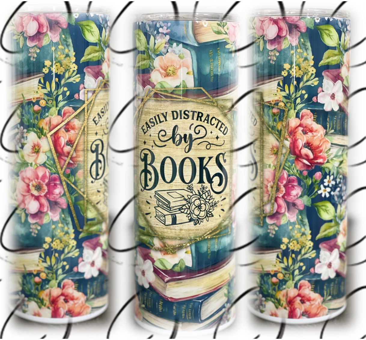 Easily Distracted By Books 20oz Skinny Tumbler