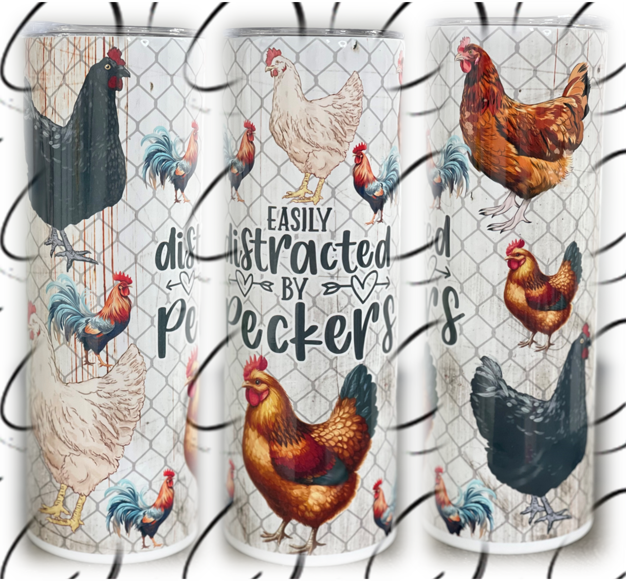 Easily Distracted By Peckers 20oz Skinny Tumbler