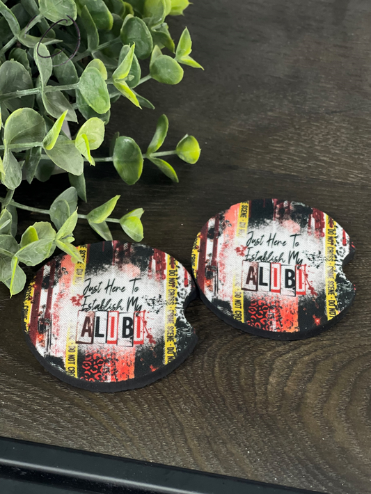 Establish My Alibi Car Coaster Set