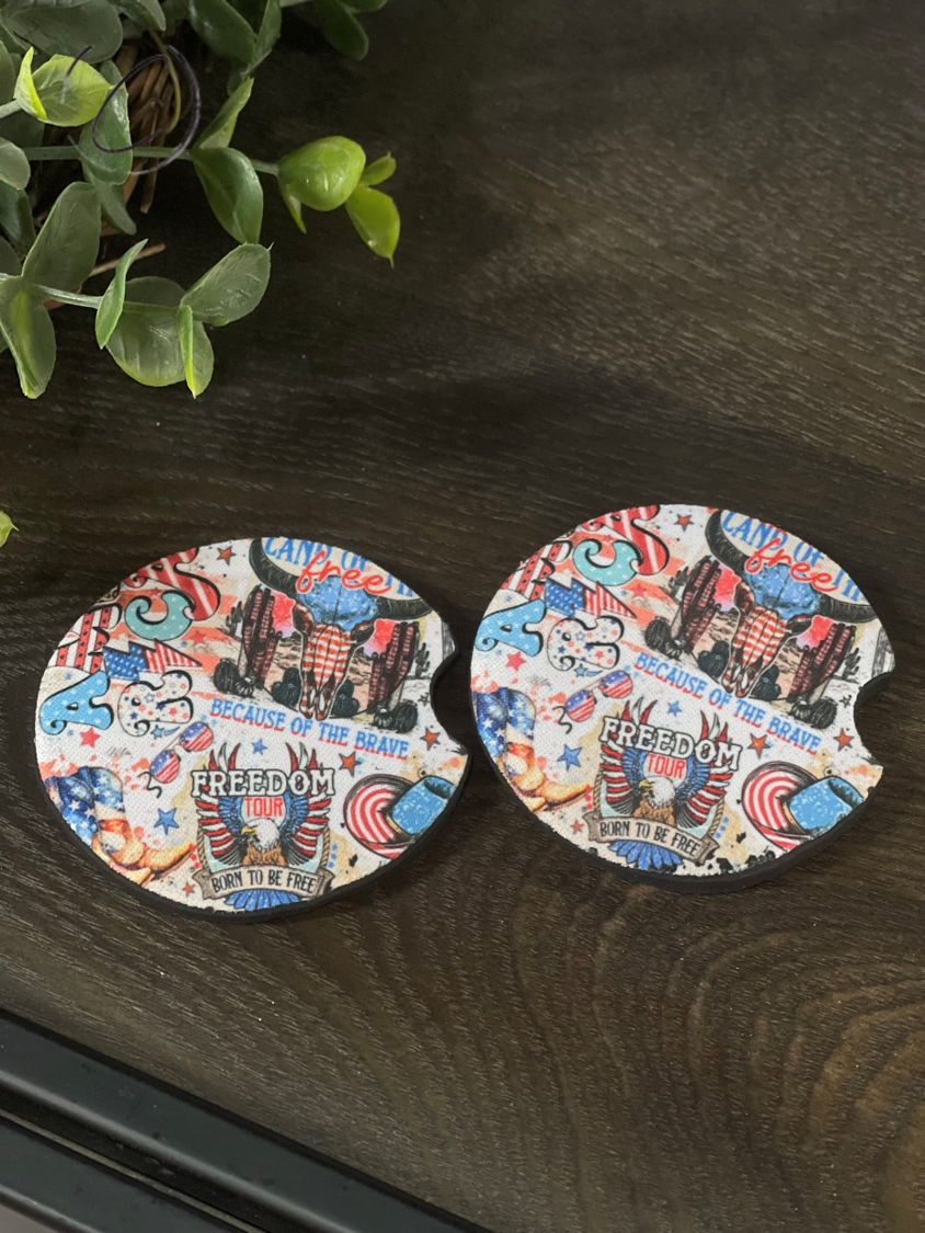 Everything Western Patriotic Car Coaster Set