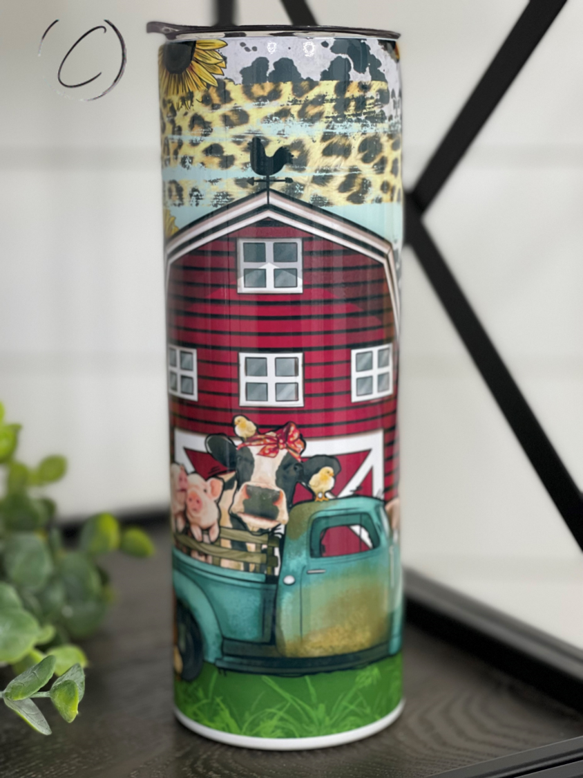 Farm Animal Truck 20oz Skinny Tumbler