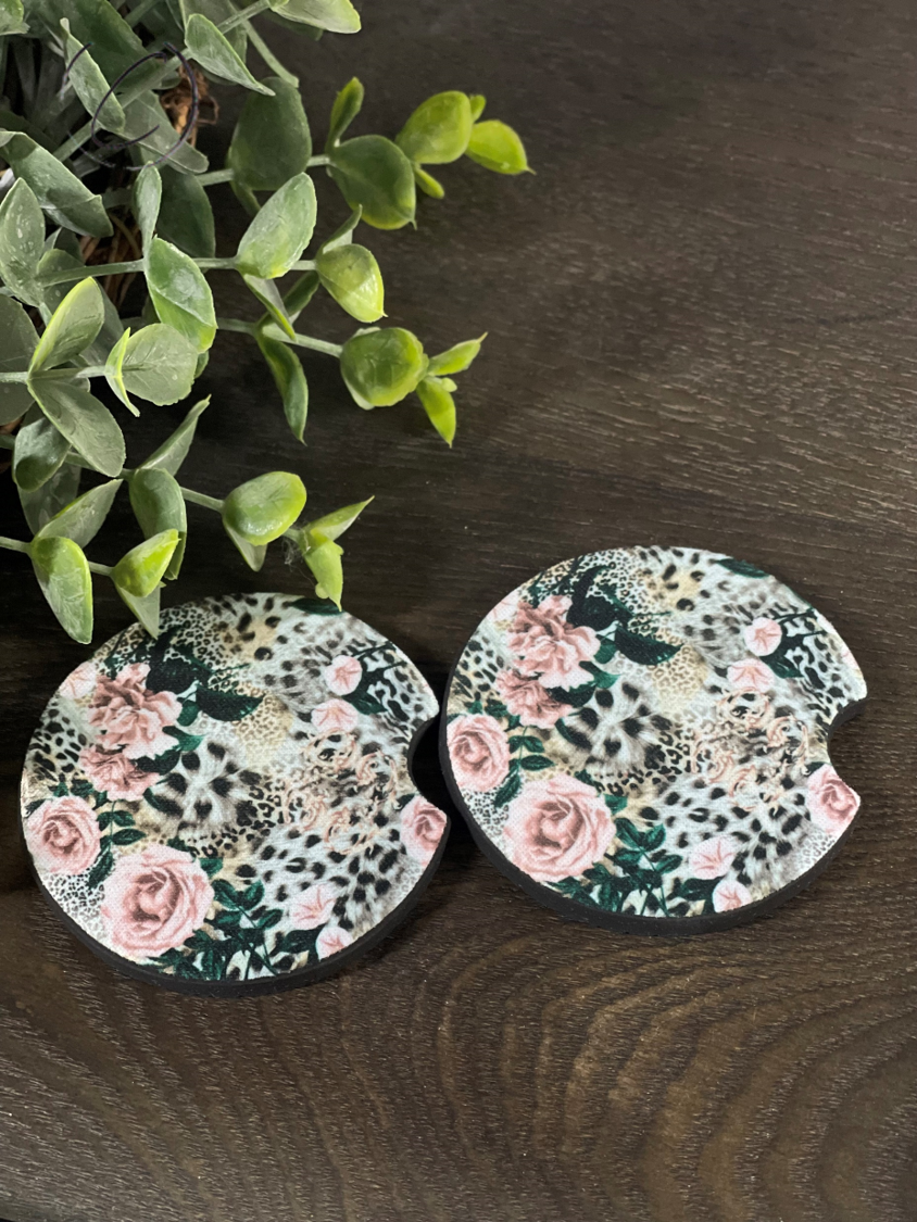 Feisty Floral Car Coaster Set