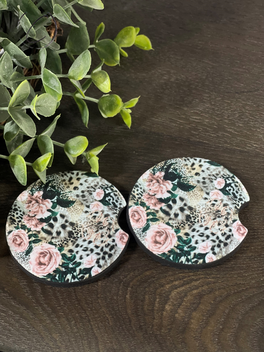 Feisty Floral Car Coaster Set