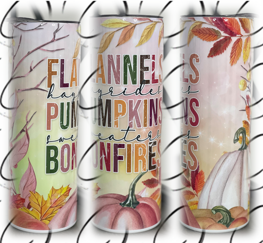 Flannels, Pumpkins, Bonfires 20oz Skinny Tumbler