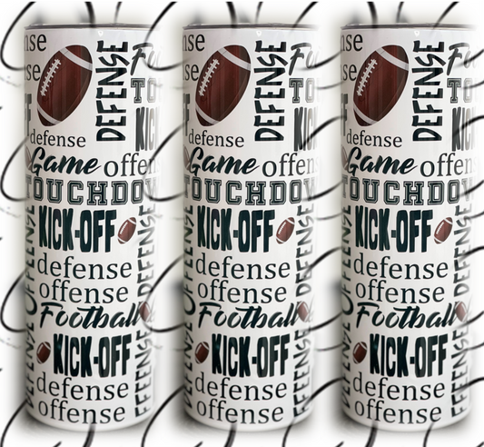 Football Terms 20oz Skinny Tumbler