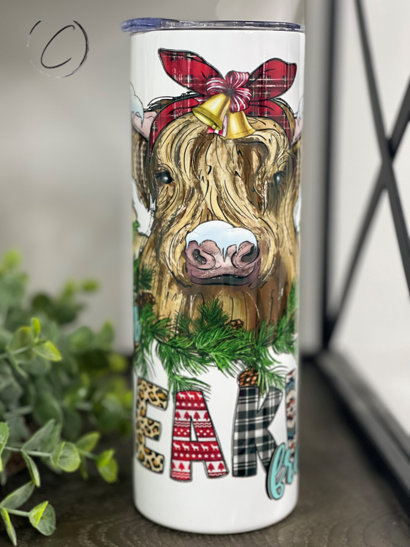 Freaking Freezing Highland Cow 20oz Skinny Tumbler