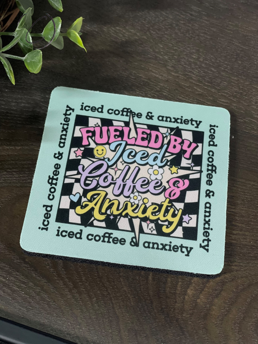 Fueled By Ice Coffee & Anxiety Home Coaster Set