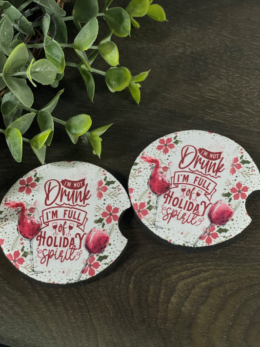 Full Of Holiday Spirit Car Coaster Set