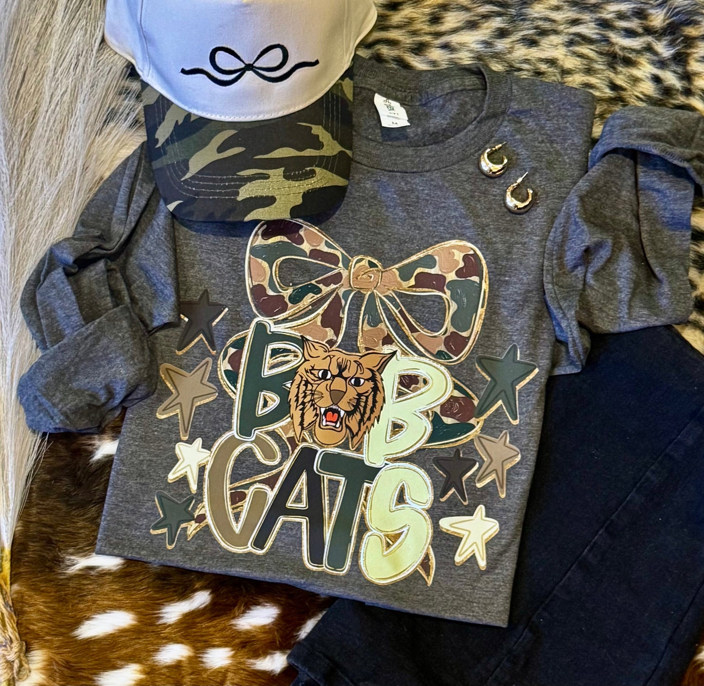 Bobcats Camo Bow Tee / Long Sleeve