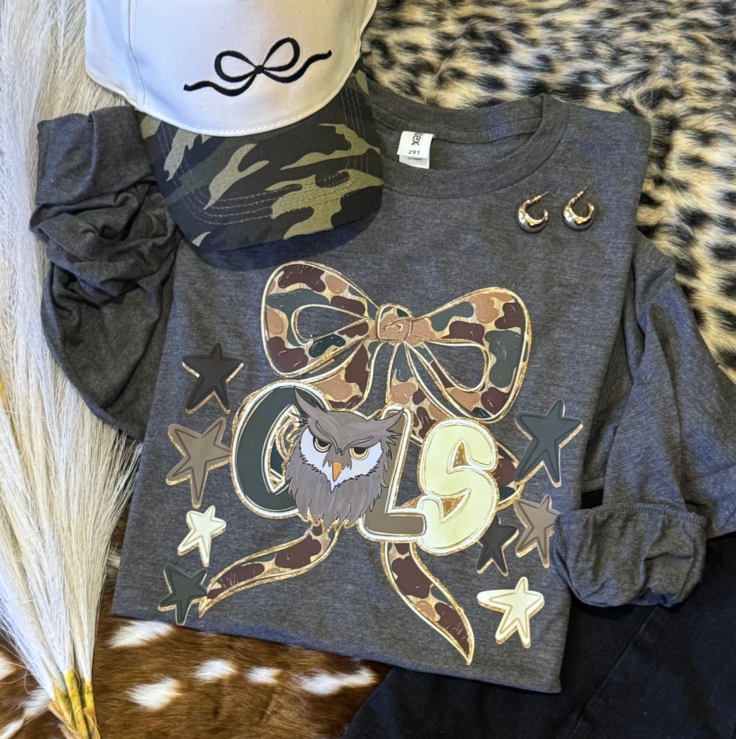 Owls Camo Bow Tee / Long Sleeve