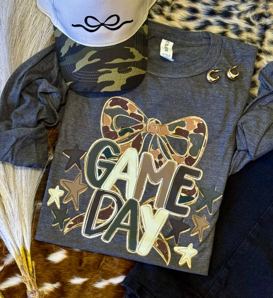 Game Day Camo Bow Tee / Long Sleeve