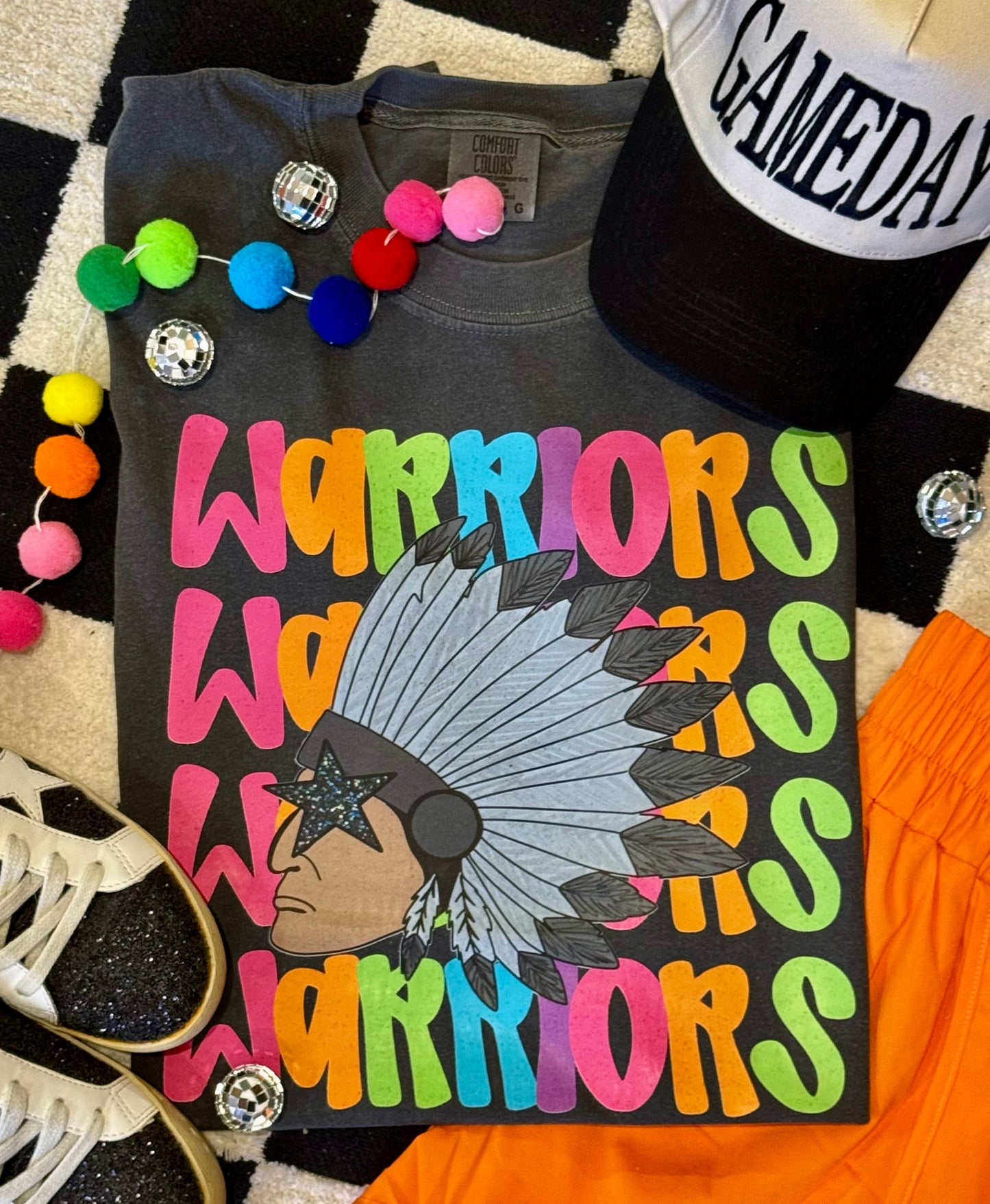 Warriors Neon Mascot Tee