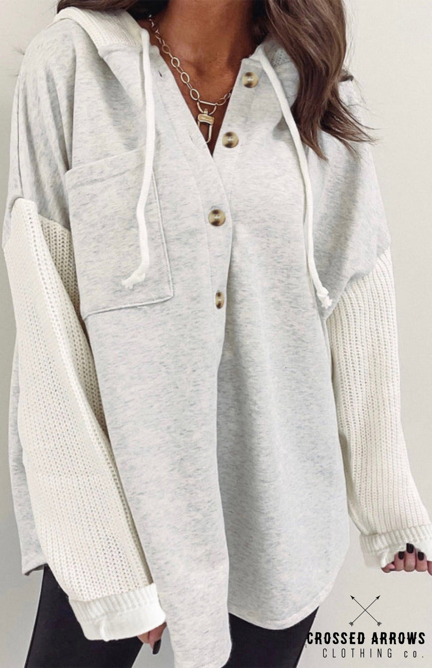 Grey hooded pullover