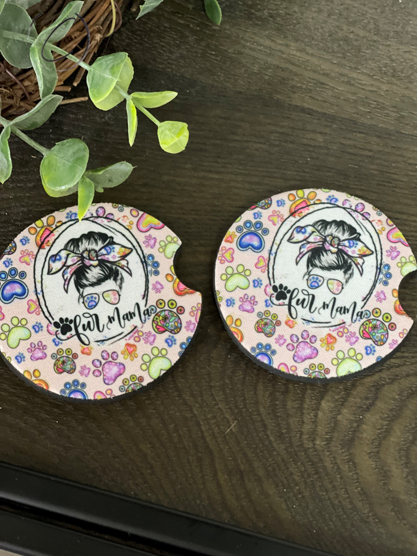 Fur Mama Neoprene Car Coaster Set