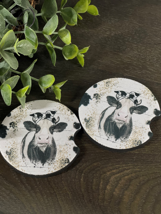 Glitter Heifer Car Coaster Set