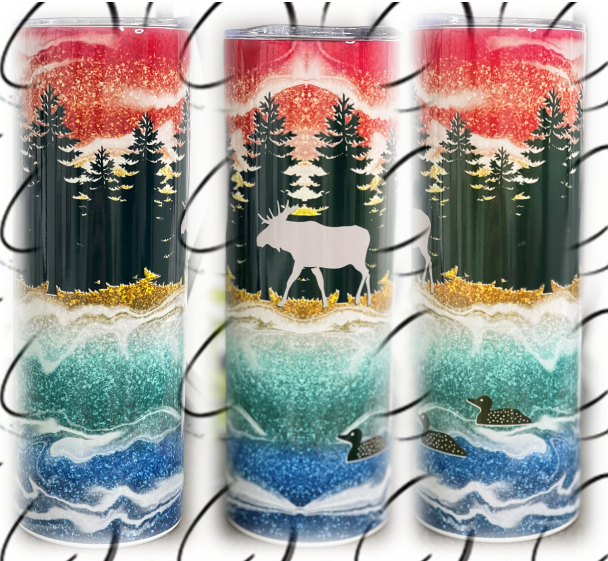 Glitter Moose 20oz Skinny Tumbler