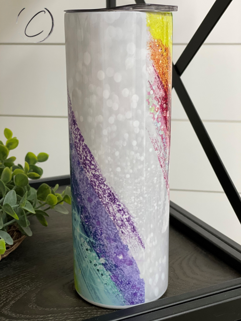 Glitter Rainbow 20oz Skinny Tumbler