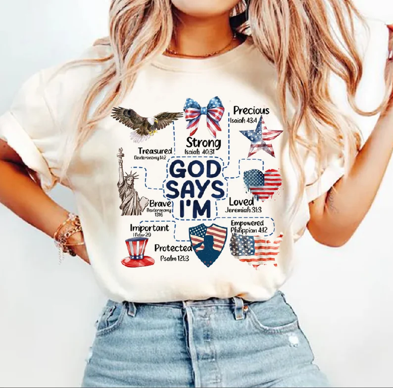 God Says I Am - Patriotic - Tee