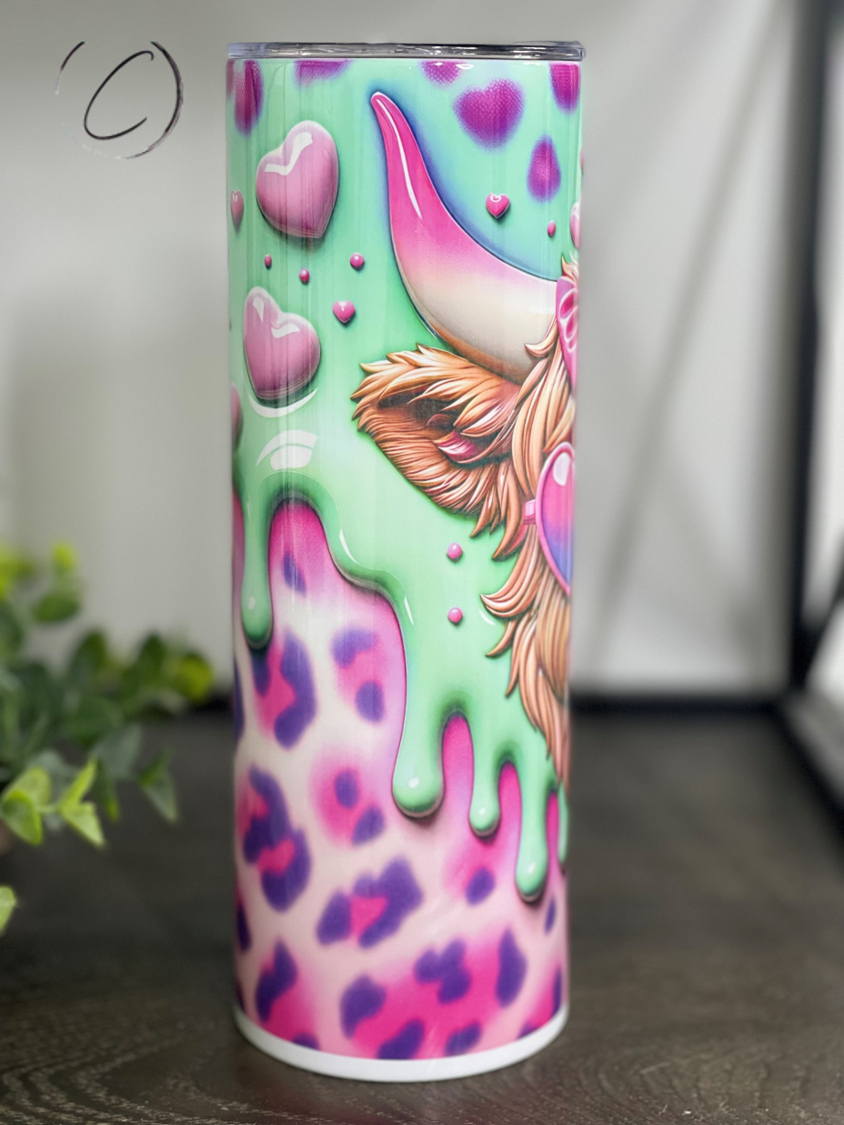 Groovy Love Highland Cow 20oz Skinny Tumbler