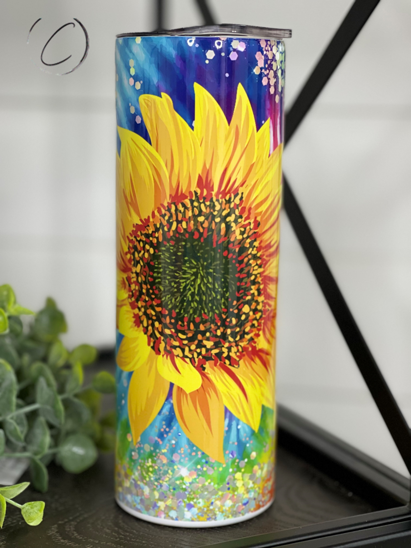 Groovy Sunflower 20oz Skinny Tumbler