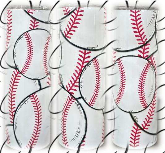 Hand Drawn Baseballs 20oz Skinny Tumbler