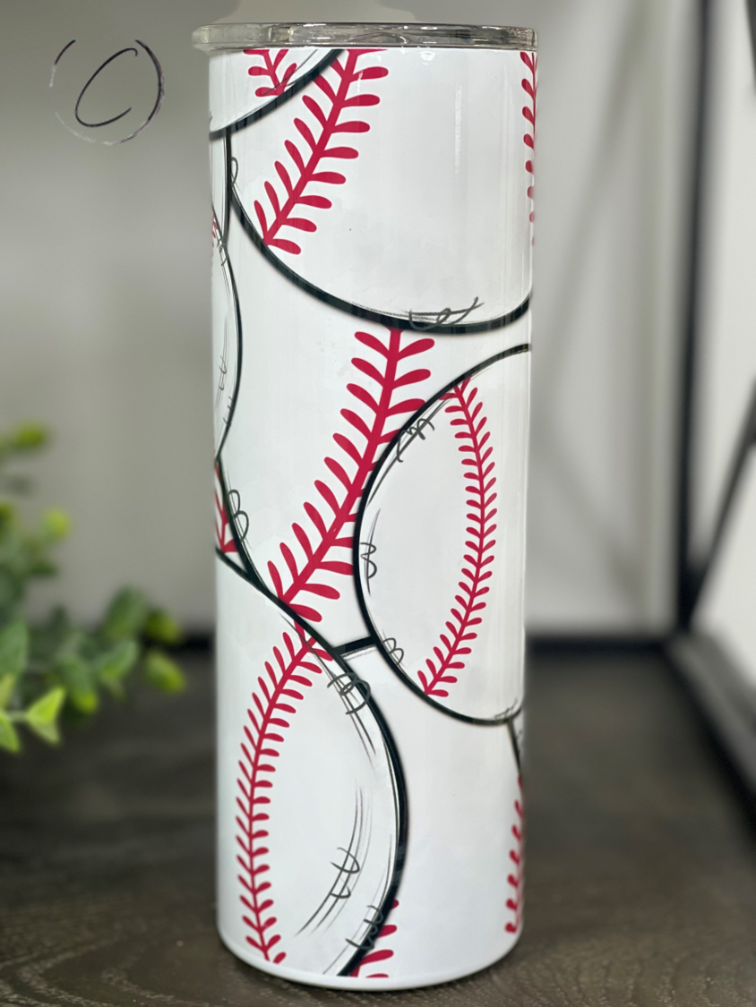 Hand Drawn Baseballs 20oz Skinny Tumbler