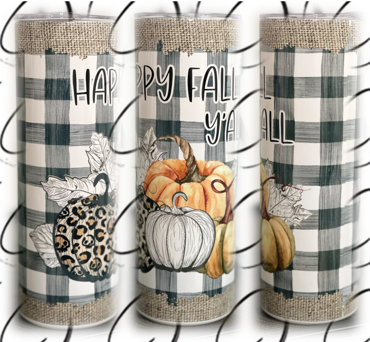 Happy Fall Y'all 20oz UV Orange Skinny Tumbler