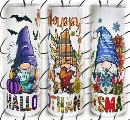 Happy Hallothanksmas 20oz Skinny Tumbler