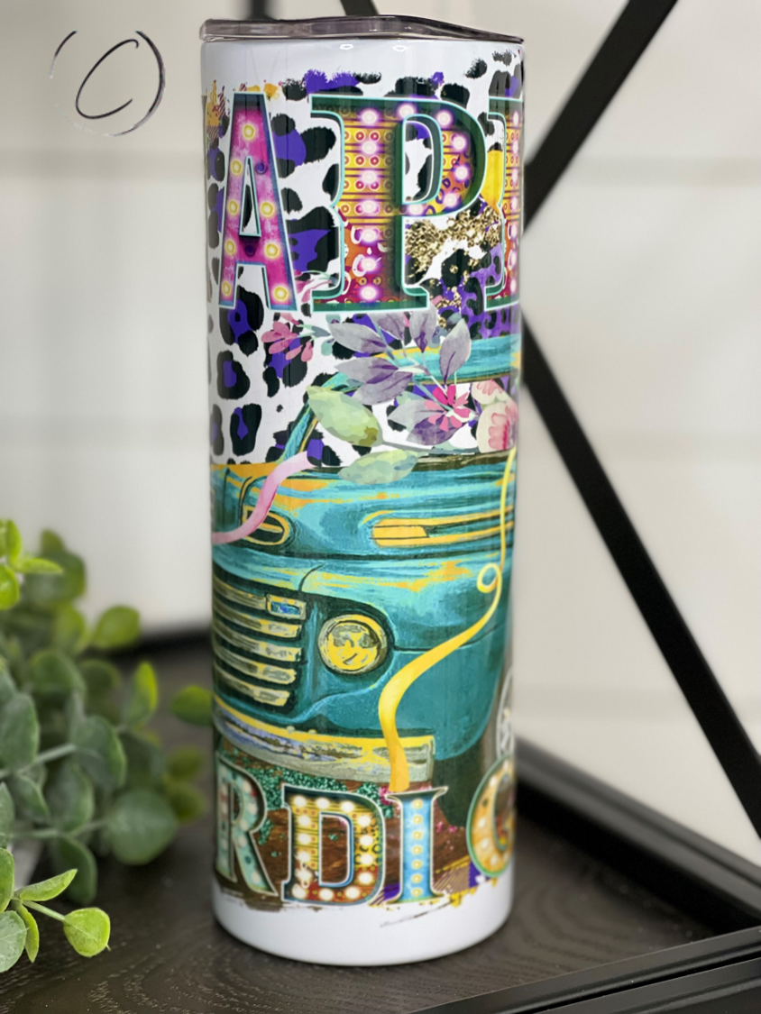 Happy Mardi Gras Truck 20oz Skinny Tumbler