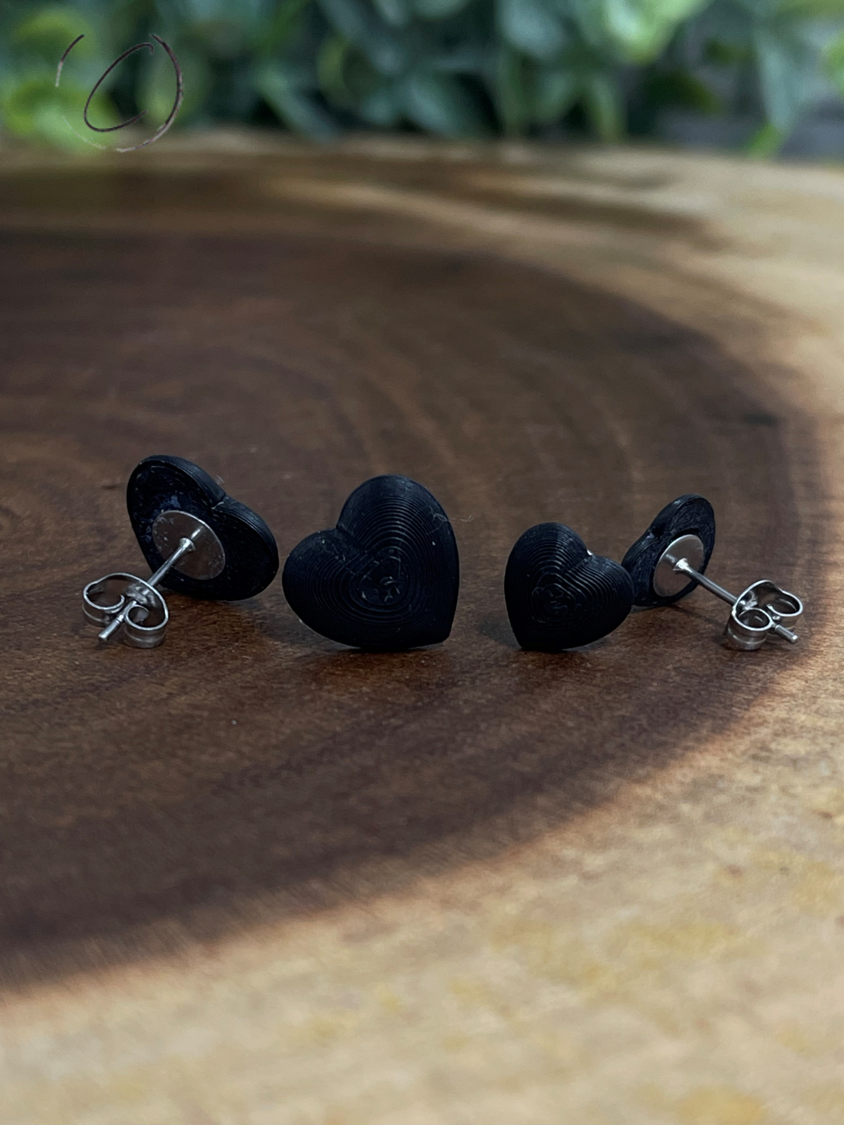 Heart Black Stud Earrings