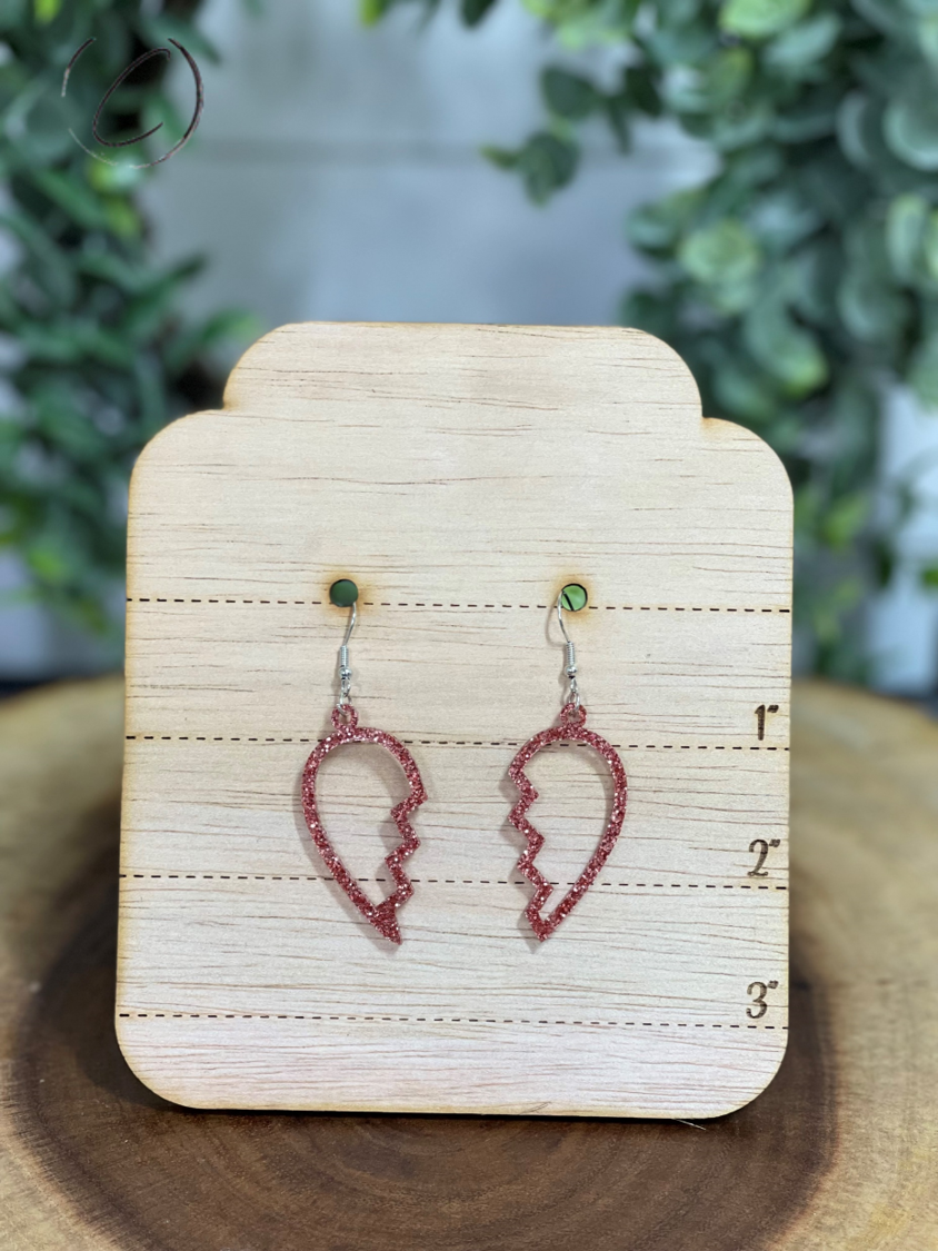 Heart Breaker Rose Gold Glitter Dangle Earrings