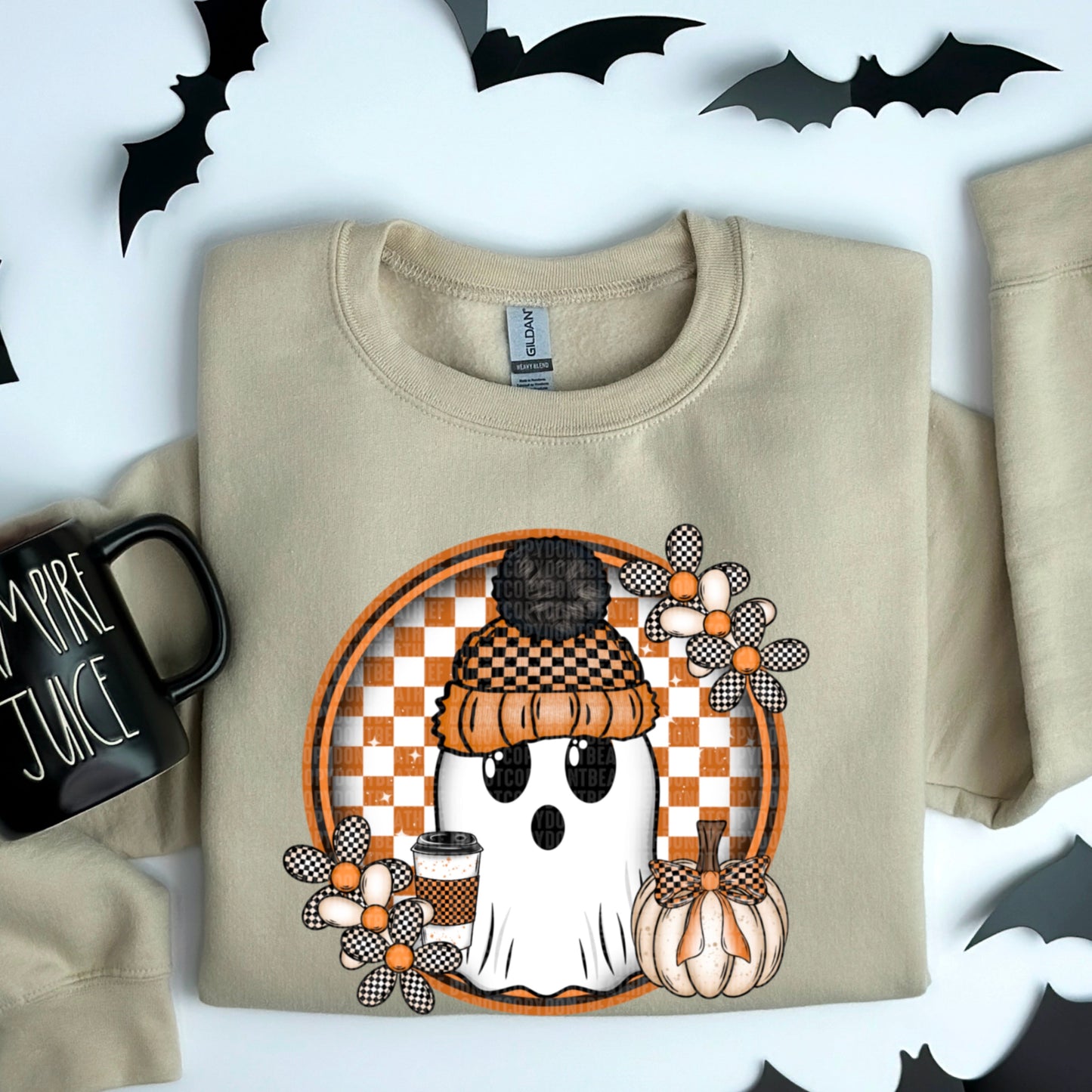 Hello Fall Checkered Ghost - Sweatshirt