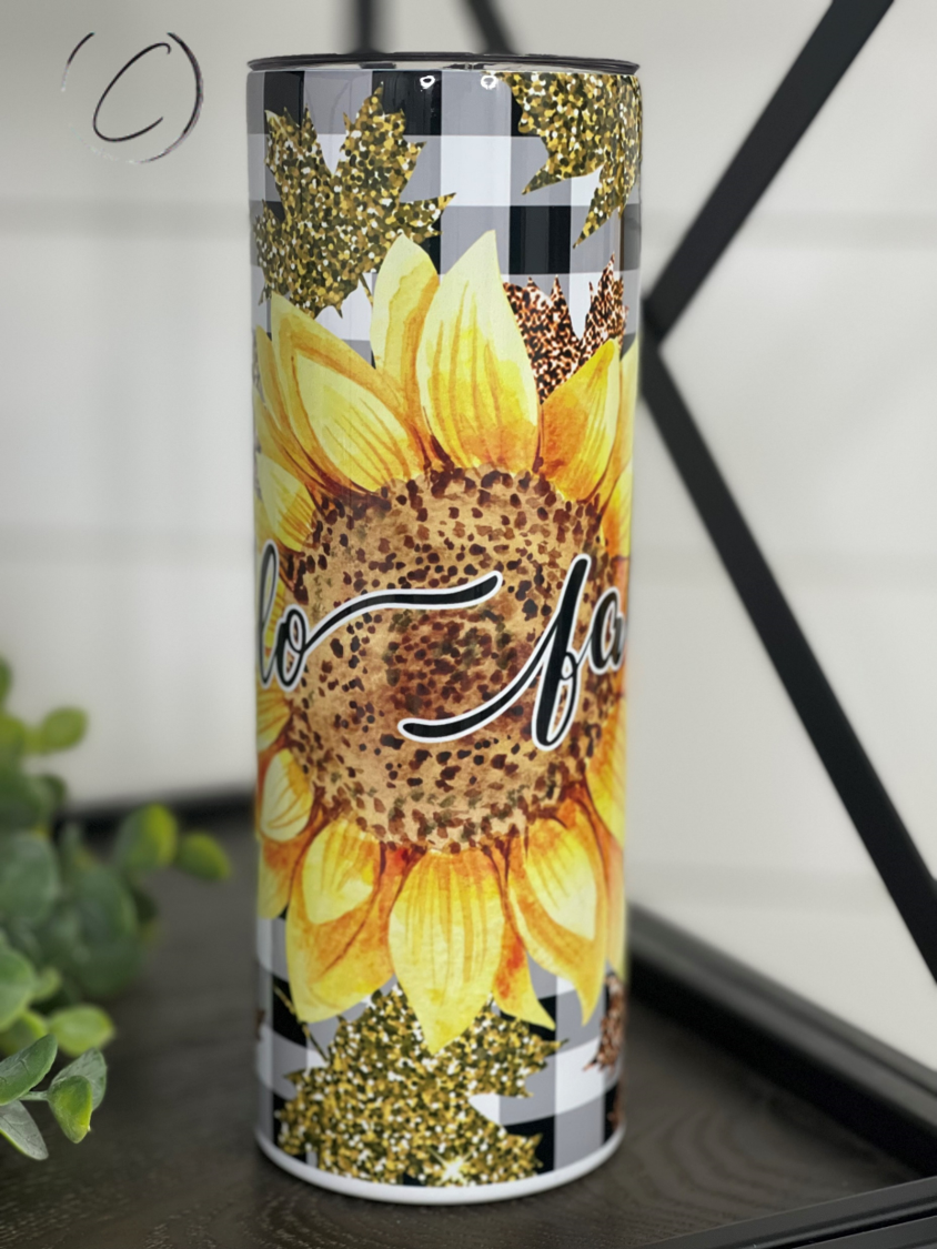 Hello Fall Sunflower 20oz Skinny Tumbler