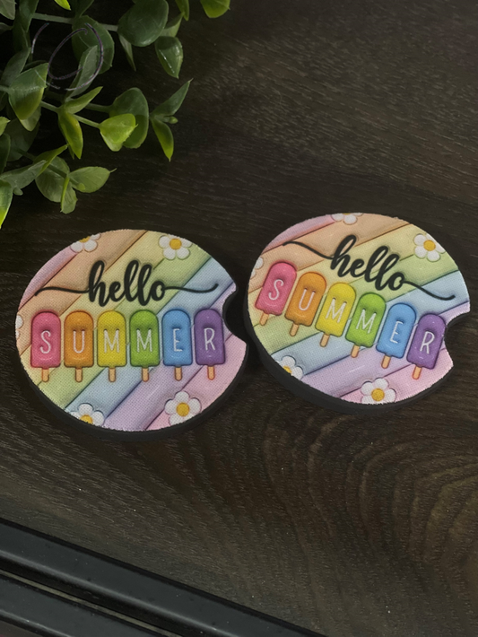 Hello Summer Creamsicles Inflated Car Coaster Set