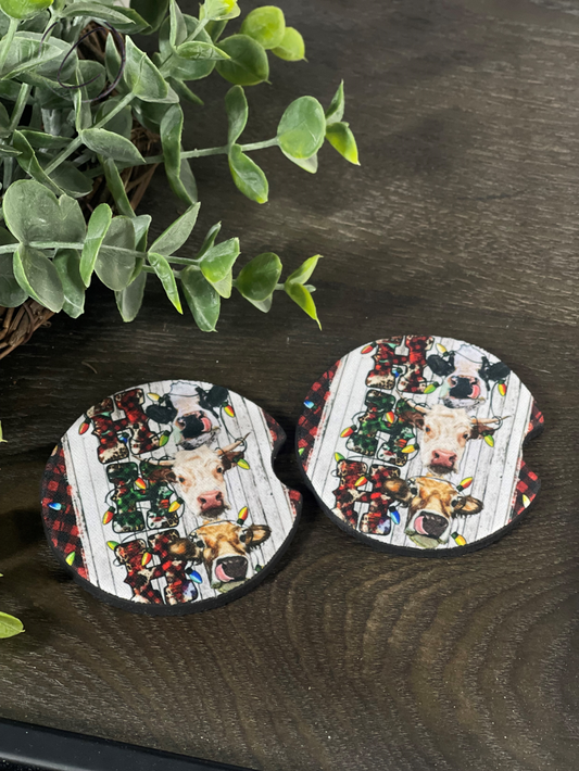 Ho, Ho, Ho Heifer Car Coaster Set