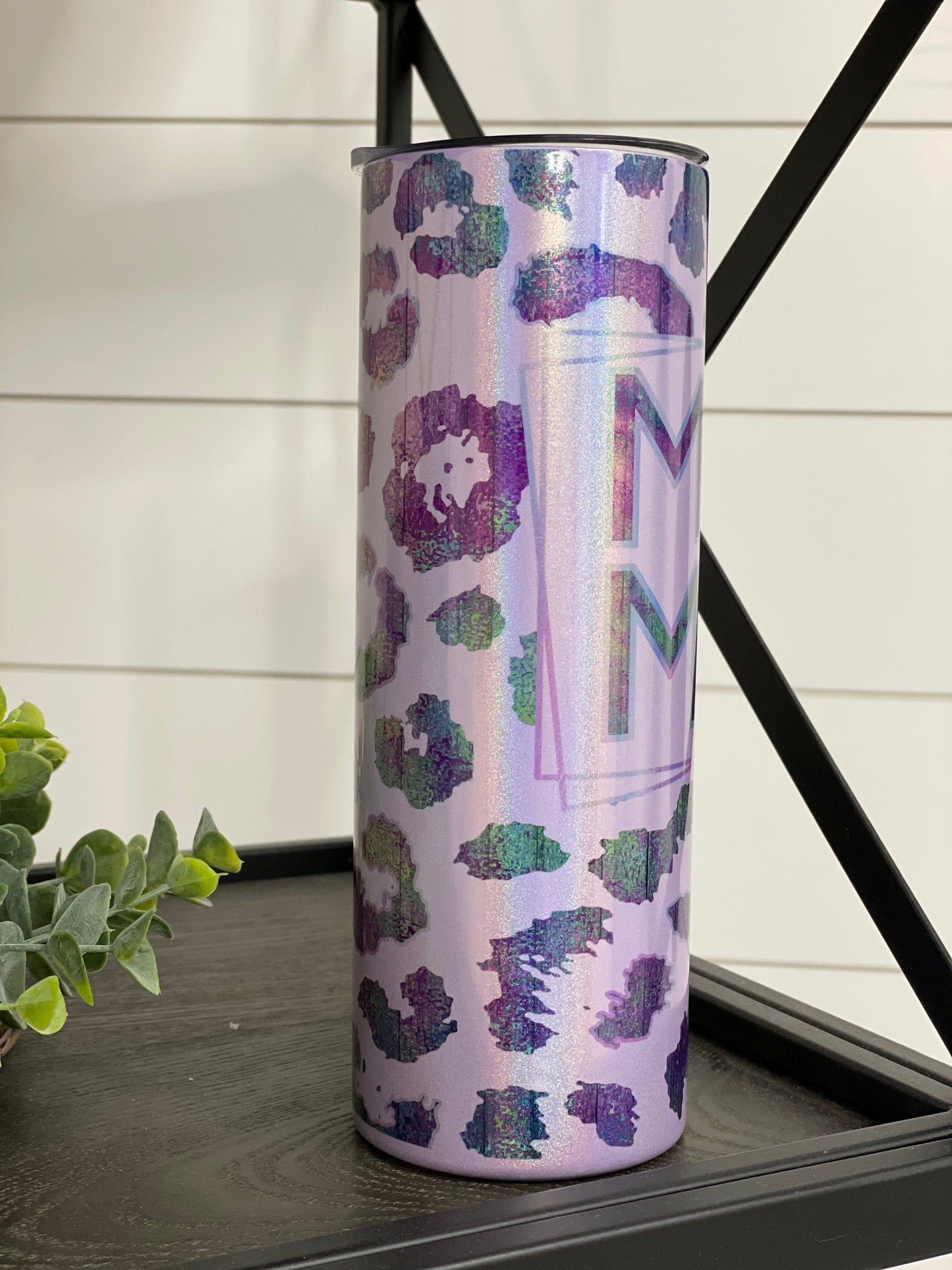 Purple Leopard Mama 20oz Shimmer Skinny Tumbler