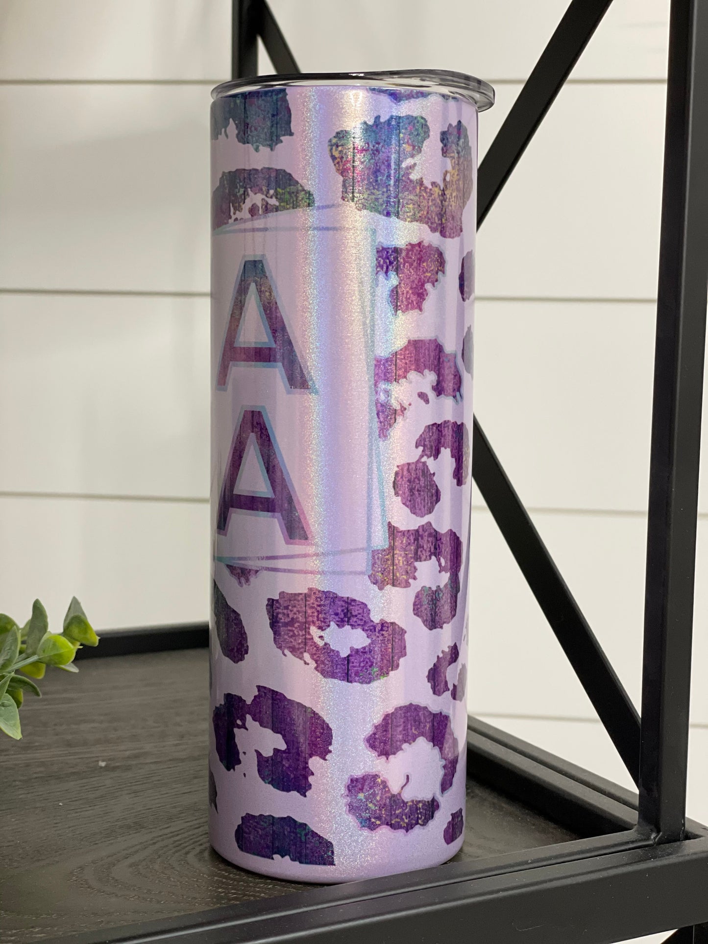 Purple Leopard Mama 20oz Shimmer Skinny Tumbler