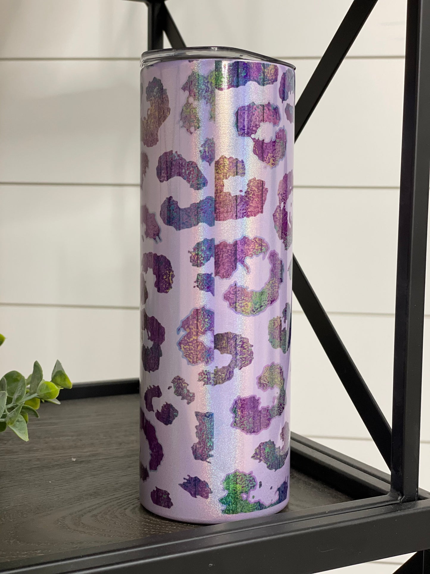 Purple Leopard Mama 20oz Shimmer Skinny Tumbler