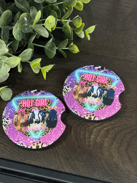 Hot Girl Summer Heifers Car Coaster Set